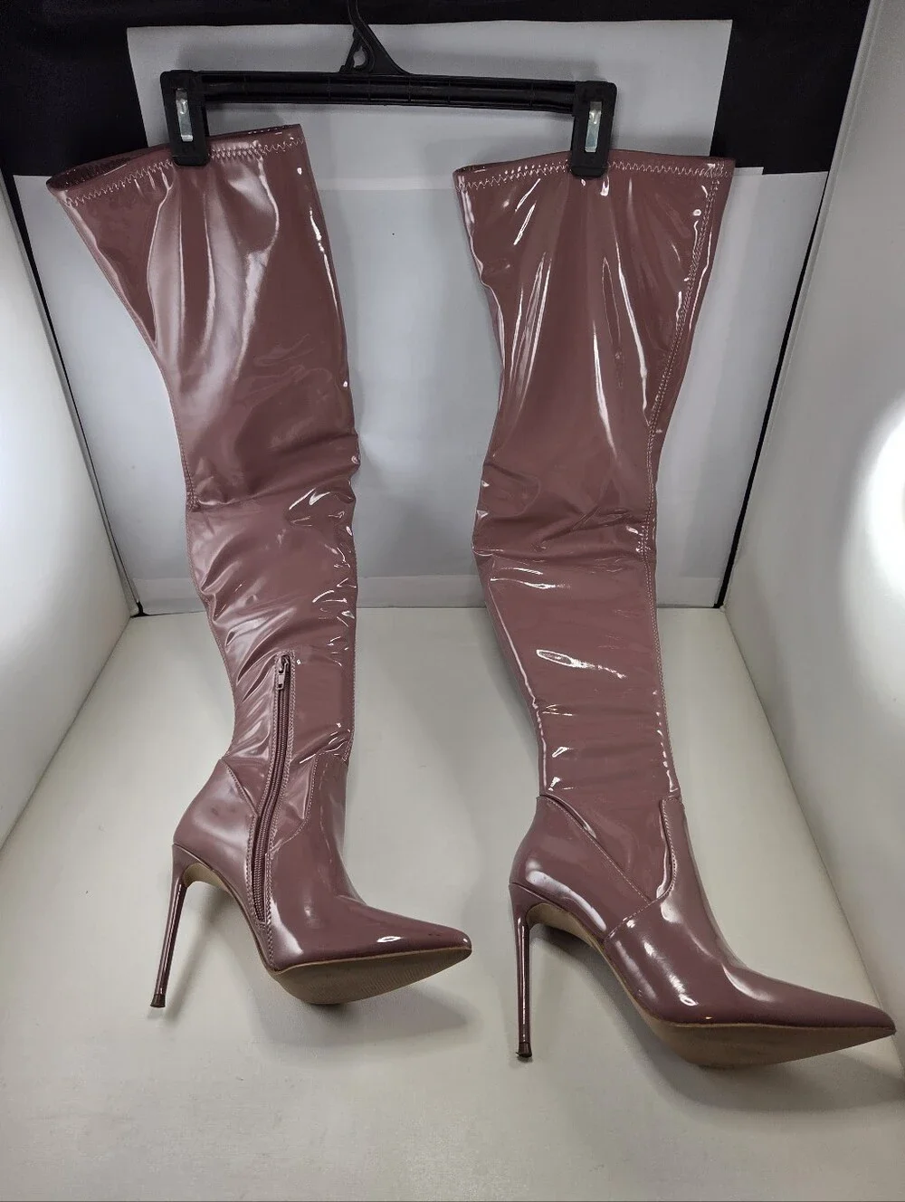 Steve Madden VAVA Mauve Patent Thigh High Boots, 6.5